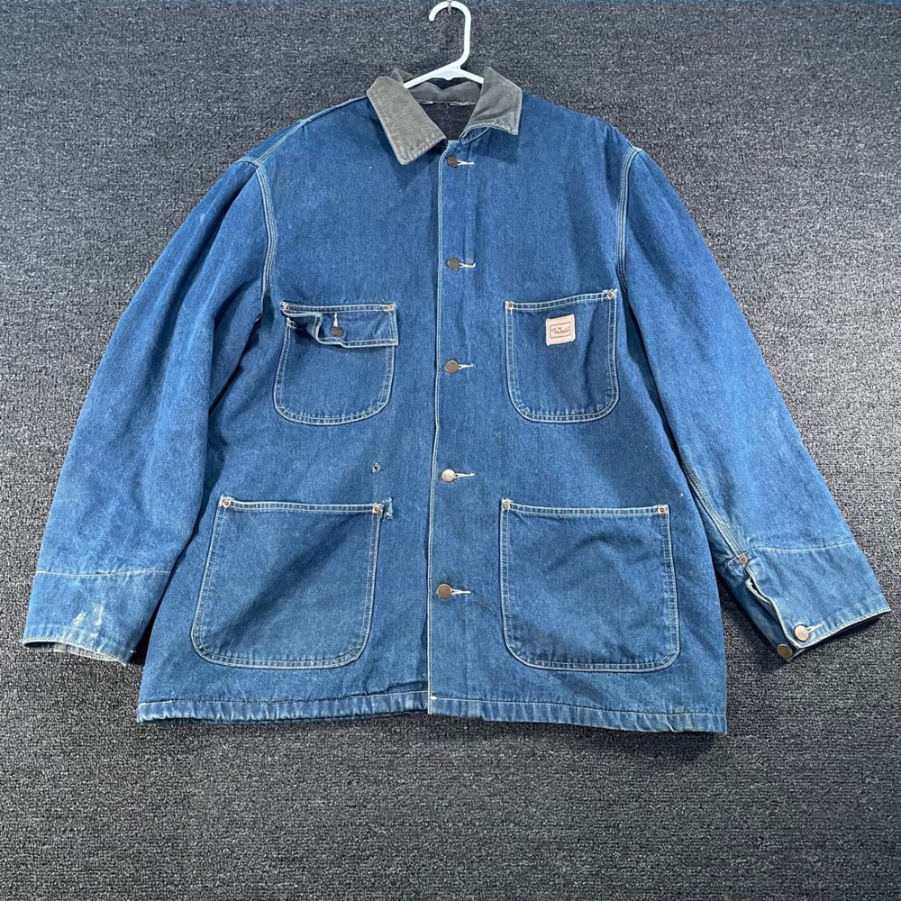 Walls Chore Coat Mens XL Blue Good Vintage Denim Blanket Lined Corduroy Collar